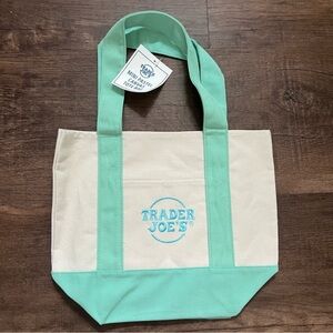 Trader Joe’s Mini Mint Green and Cream Tote Bag